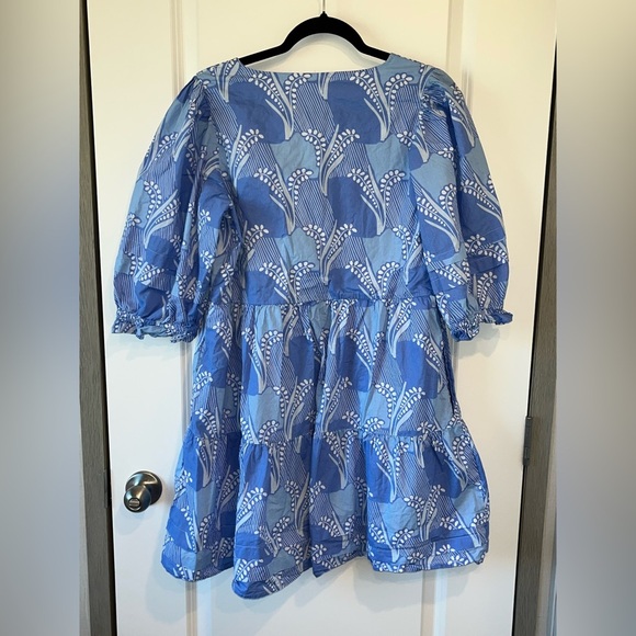 Mary Square Raya Color Me Sweet Mini Dress Blue Boho Revival Sz. Large - Picture 3 of 4